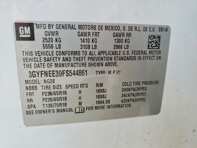 2015 Cadillac Srx მანქანა იყიდება აუქციონზე, vin: 3GYFNEE39FS544861, აუქციონის ნომერი: 77391514