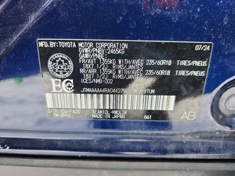 Aukcja sprzedaży 2024 Toyota Bz4x, vin: JTMAAAAA4RA044279, numer aukcji: 98233535
