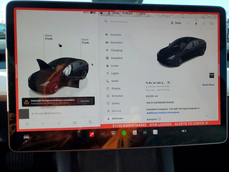 99804745 :رقم المزاد ، 5YJ3E1EB5NF194242 vin ، 2022 Tesla Model 3 مزاد بيع