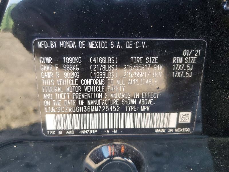 Aukcja sprzedaży 2021 Honda Hr-v, vin: 3CZRU6H36MM725452, numer aukcji: 99608125