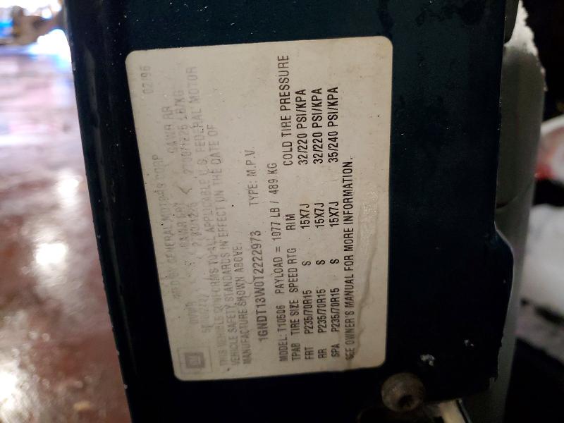 1996 Chevrolet Blazer მანქანა იყიდება აუქციონზე, vin: 1GNDT13W0T2222973, აუქციონის ნომერი: 73438885