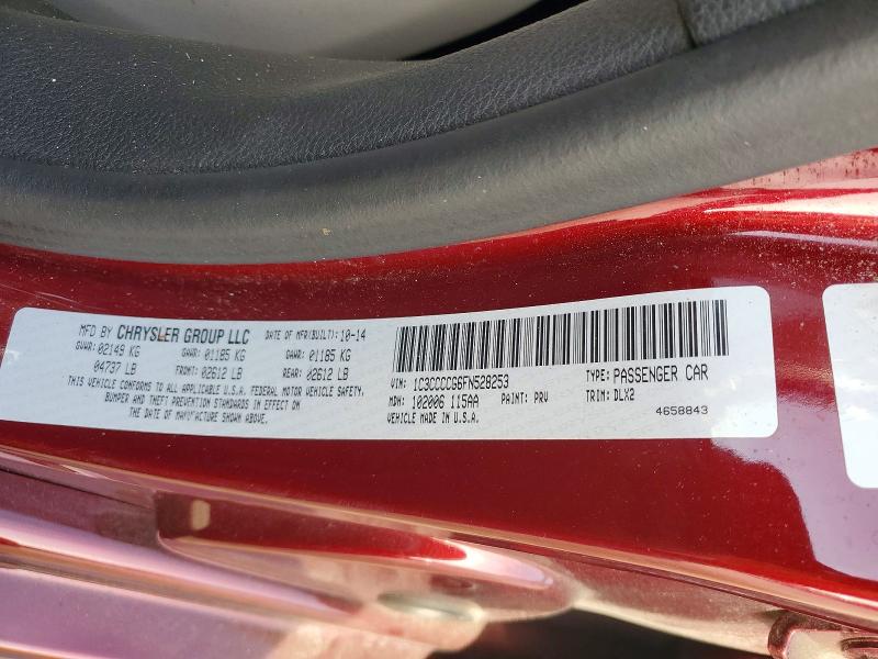 Aukcja sprzedaży 2015 Chrysler 200, vin: 1C3CCCCG6FN528253, numer aukcji: 73804985