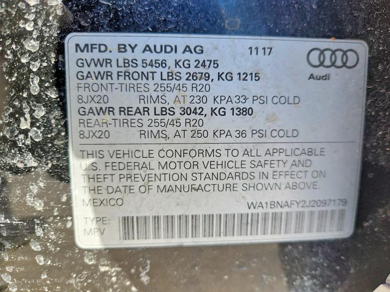 Продаж на аукціоні авто 2018 Audi Q5, vin: WA1BNAFY2J2097179, номер лоту: 75298075