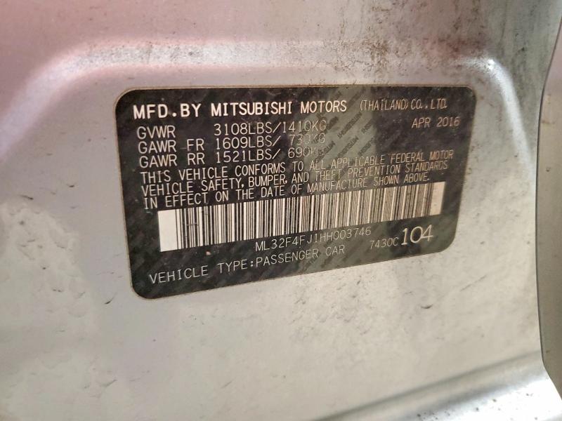 Продаж на аукціоні авто 2017 Mitsubishi Mirage, vin: ML32F4FJ1HH003746, номер лоту: 98814585