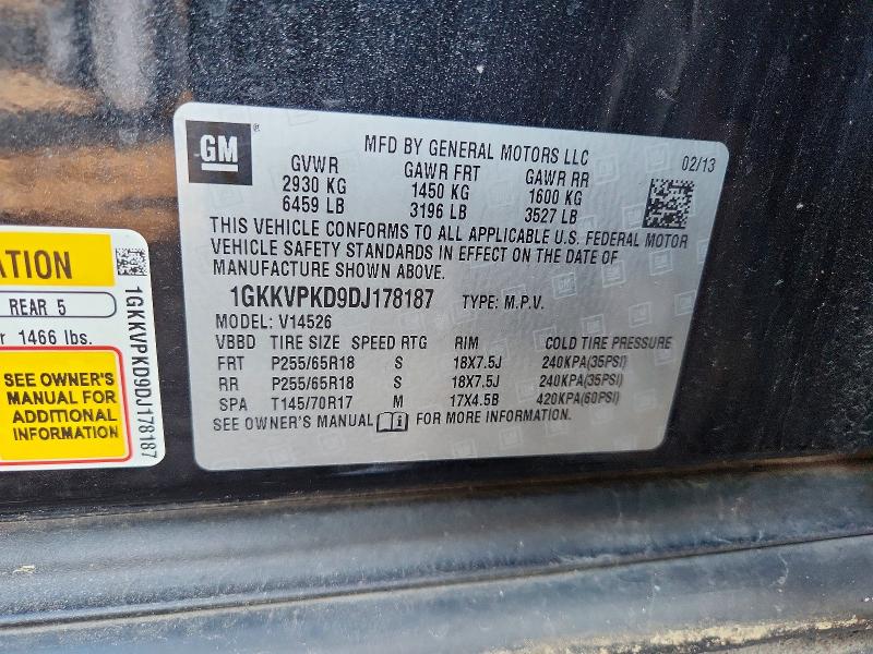 Aukcja sprzedaży 2013 Gmc Acadia, vin: 1GKKVPKD9DJ178187, numer aukcji: 73370415