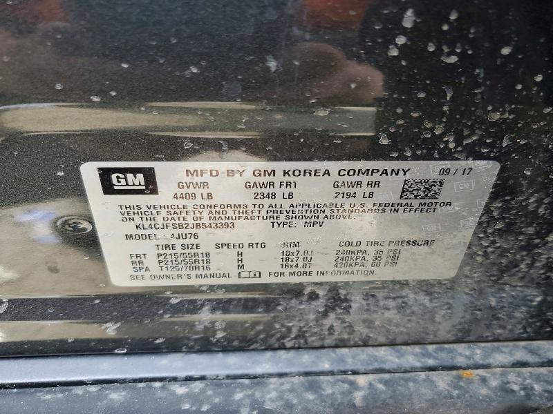 97651035 :رقم المزاد ، KL4CJFSB2JB543393 vin ، 2018 Buick Encore مزاد بيع