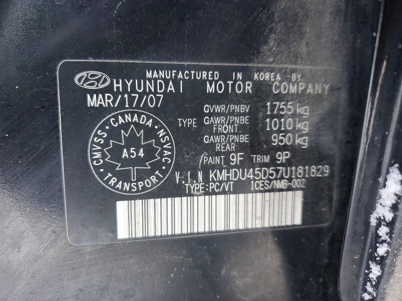 73716055 :رقم المزاد ، KMHDU45D57U181829 vin ، 2007 Hyundai Elantra مزاد بيع