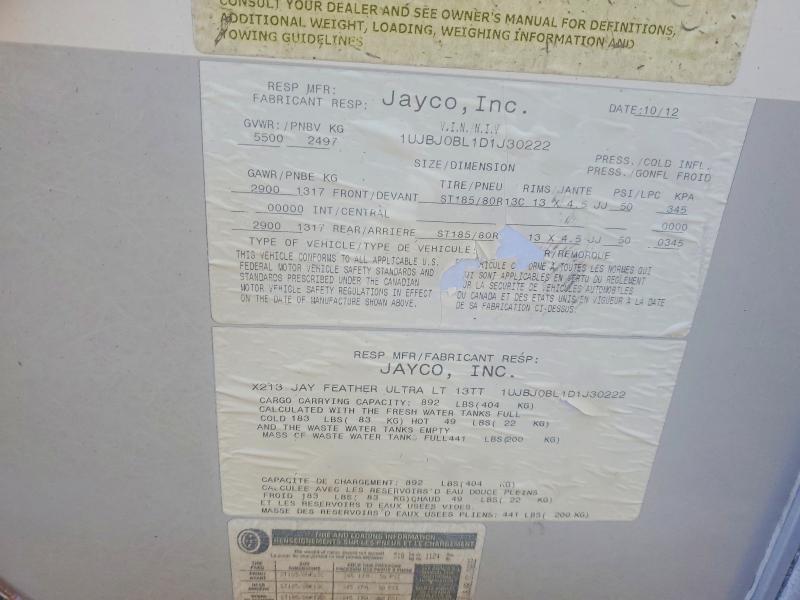 Aukcja sprzedaży 2013 Jayco Jay Feather Ultra Li, vin: 1UJBJ0BL1D1J30222, numer aukcji: 99183305