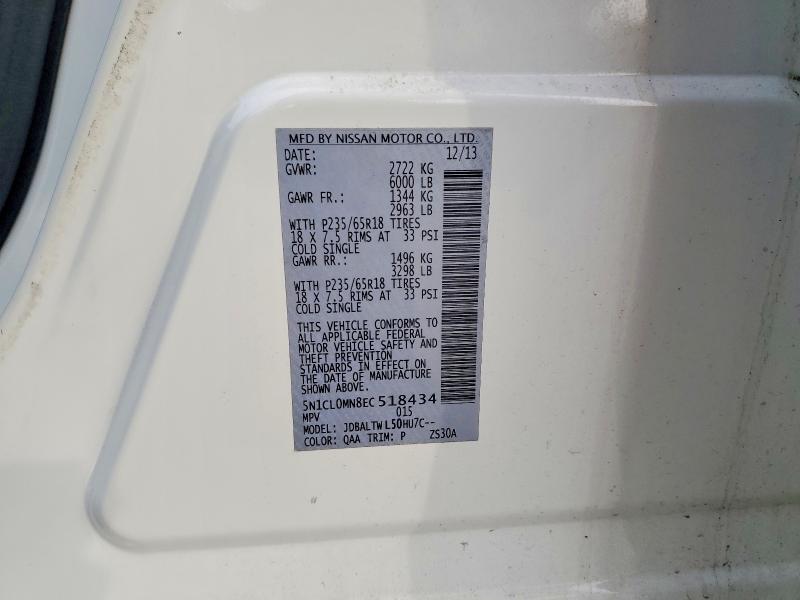 Aukcja sprzedaży 2014 Infiniti Qx60 Hybri, vin: 5N1CL0MN8EC518434, numer aukcji: 75153905