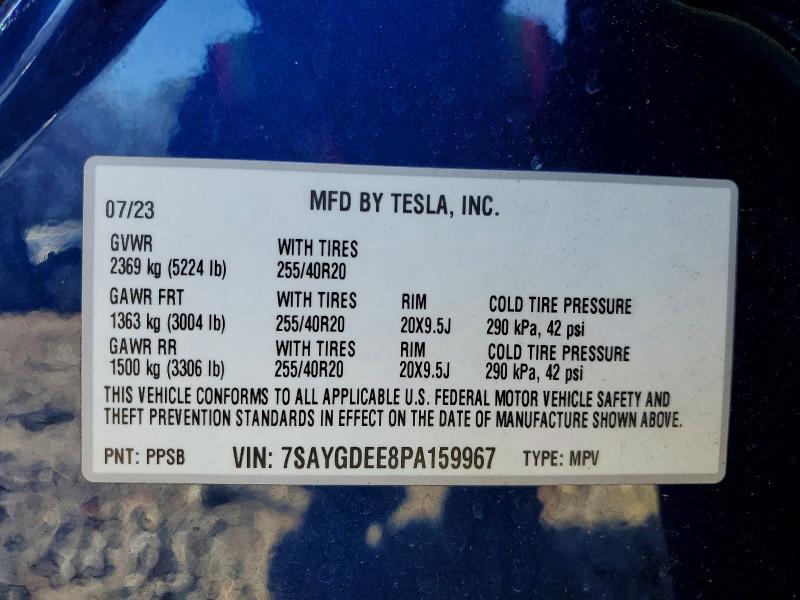Продажа на аукционе авто 2023 Tesla Model Y, vin: 7SAYGDEE8PA159967, номер лота: 98766395