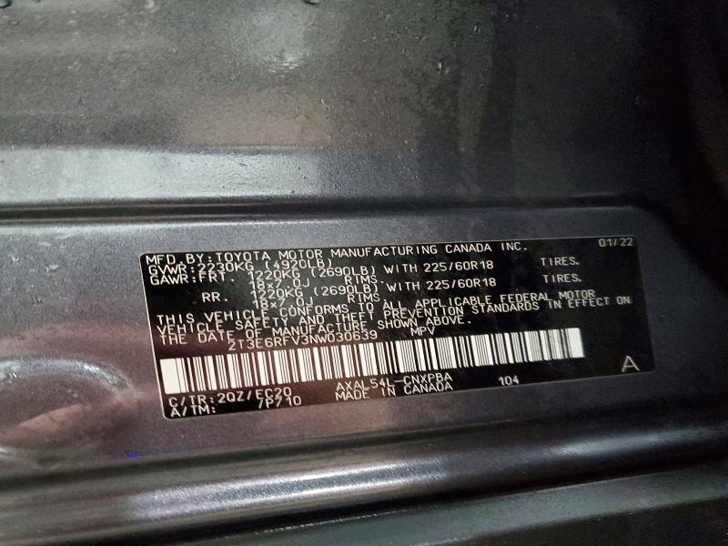 73531595 :رقم المزاد ، 2T3E6RFV3NW030639 vin ، 2022 Toyota Rav4 مزاد بيع