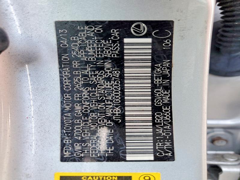 73902595 :رقم المزاد ، JTHBK1GG0D2057481 vin ، 2013 Lexus Es مزاد بيع