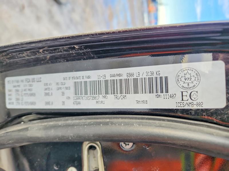 72972105 :رقم المزاد ، 1C6RR7KT1KS739017 vin ، 2019 Ram 1500 Classic مزاد بيع