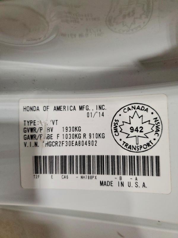 Aukcja sprzedaży 2014 Honda Accord, vin: 1HGCR2F30EA804902, numer aukcji: 99927865