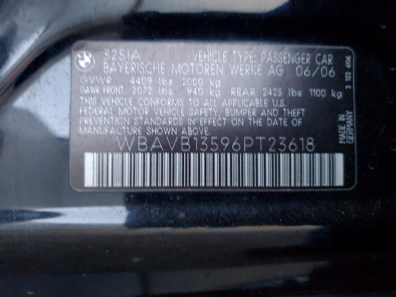 2006 Bmw 325 მანქანა იყიდება აუქციონზე, vin: WBAVB13596PT23618, აუქციონის ნომერი: 99720575