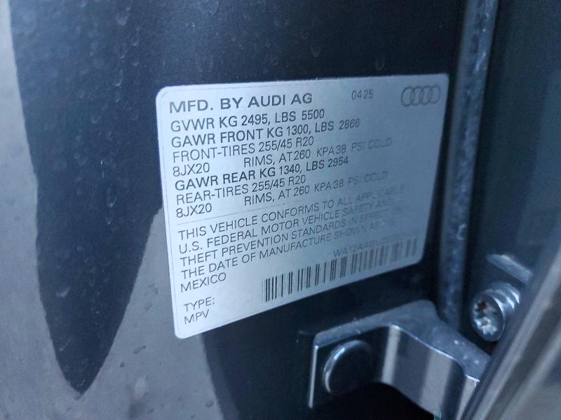 73276025 :رقم المزاد ، WA12AAGU3S2025450 vin ، 2025 Audi Q5 مزاد بيع