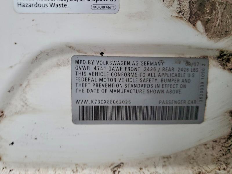 Продажа на аукционе авто 2008 Volkswagen Passat, vin: WVWLK73CX8E062025, номер лота: 98254375