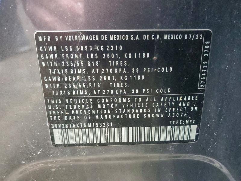 Продаж на аукціоні авто 2022 Volkswagen Tiguan, vin: 3VV2B7AX7NM153231, номер лоту: 74196455