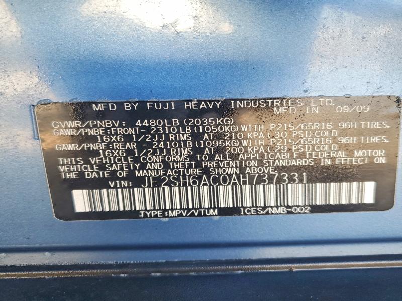 Aukcja sprzedaży 2010 Subaru Forester, vin: JF2SH6AC0AH737331, numer aukcji: 97892125