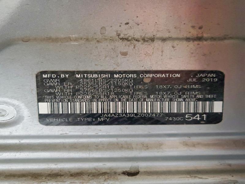 2020 Mitsubishi Outlander მანქანა იყიდება აუქციონზე, vin: JA4AZ3A39LZ007477, აუქციონის ნომერი: 99105985