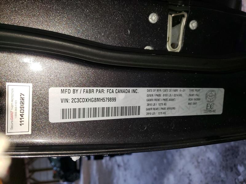 2021 Dodge Charger მანქანა იყიდება აუქციონზე, vin: 2C3CDXHG8MH579899, აუქციონის ნომერი: 96746135