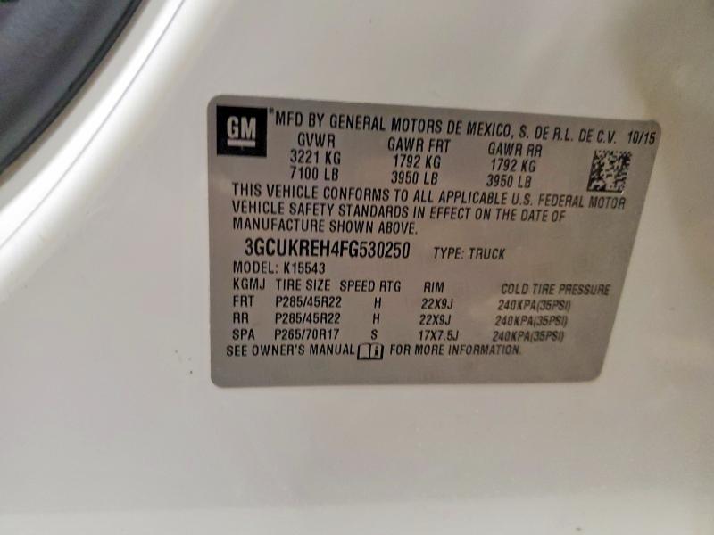 Продажа на аукционе авто 2015 Chevrolet Silverado, vin: 3GCUKREH4FG530250, номер лота: 72949775
