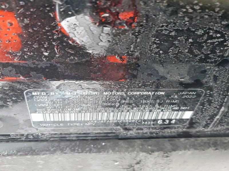 74841115 :رقم المزاد ، JA4J4TA89NZ082872 vin ، 2022 Mitsubishi Outlander مزاد بيع