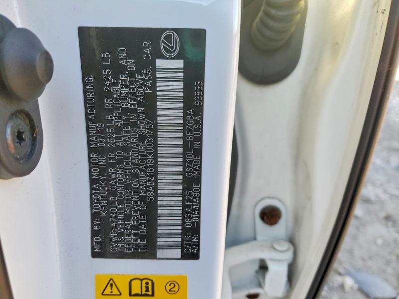 Aukcja sprzedaży 2019 Lexus Es, vin: 58ABZ1B19KU031757, numer aukcji: 73110125