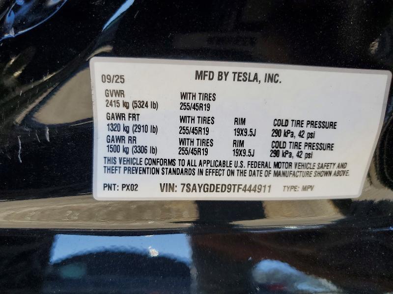 Aukcja sprzedaży 2026 Tesla Model Y, vin: 7SAYGDED9TF444911, numer aukcji: 74875455