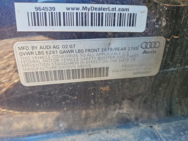 Aukcja sprzedaży 2007 Audi A6, vin: WAUDH74FX7N116298, numer aukcji: 75558805
