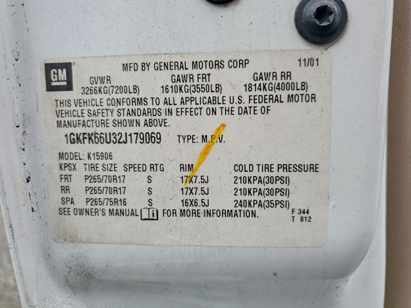 98430345 :رقم المزاد ، 1GKFK66U32J179069 vin ، 2002 Gmc Denali مزاد بيع