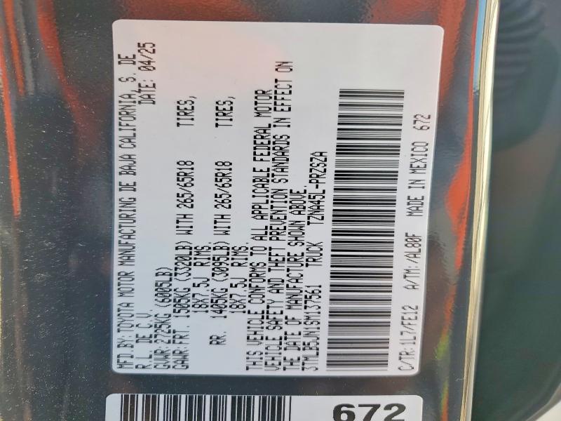 Продажа на аукционе авто 2025 Toyota Tacoma, vin: 3TMLB5JN1SM137561, номер лота: 74823205