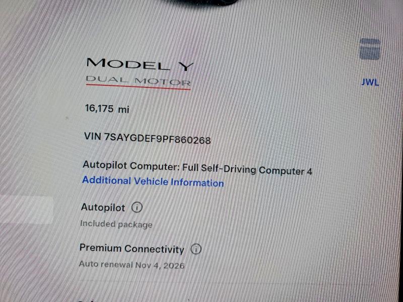 2023 Tesla Model Y მანქანა იყიდება აუქციონზე, vin: 7SAYGDEF9PF860268, აუქციონის ნომერი: 99872825