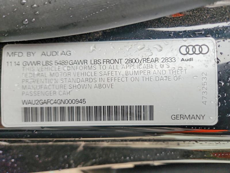 Продажа на аукционе авто 2016 Audi A7, vin: WAU2GAFC4GN000945, номер лота: 99822765