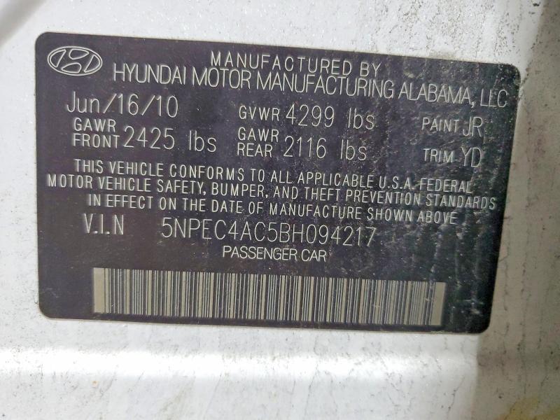 Aukcja sprzedaży 2011 Hyundai Sonata, vin: 5NPEC4AC5BH094217, numer aukcji: 72123535