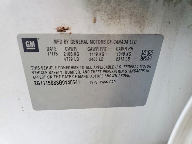 Aukcja sprzedaży 2016 Chevrolet Impala, vin: 2G1115S33G9140641, numer aukcji: 73726845