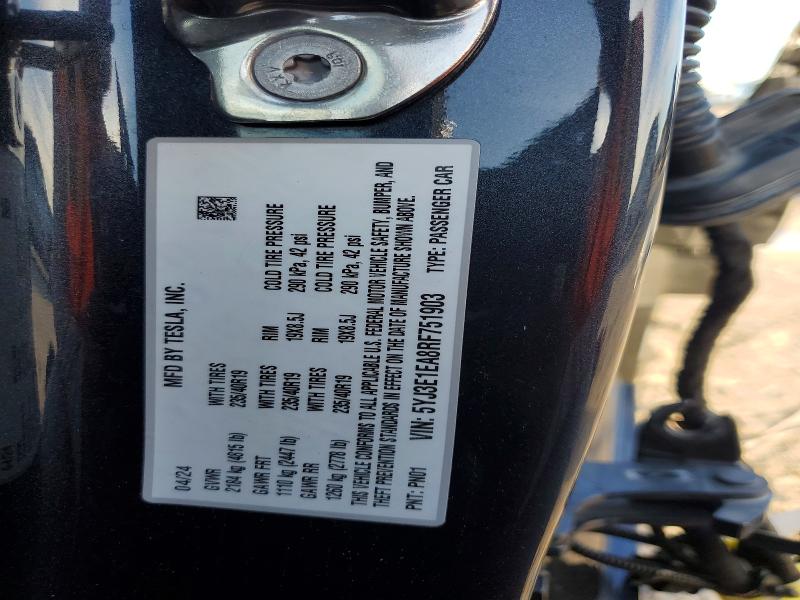 Aukcja sprzedaży 2024 Tesla Model 3, vin: 5YJ3E1EA8RF751903, numer aukcji: 72798515
