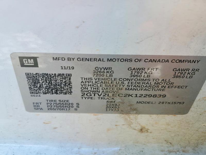 Продаж на аукціоні авто 2019 Gmc Sierra Limited, vin: 2GTV2LEC2K1229839, номер лоту: 74866555