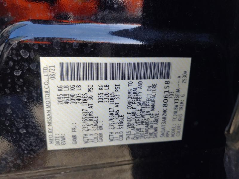75407245 :رقم المزاد ، 5N1AT3AB2MC806158 vin ، 2021 Nissan Rogue مزاد بيع