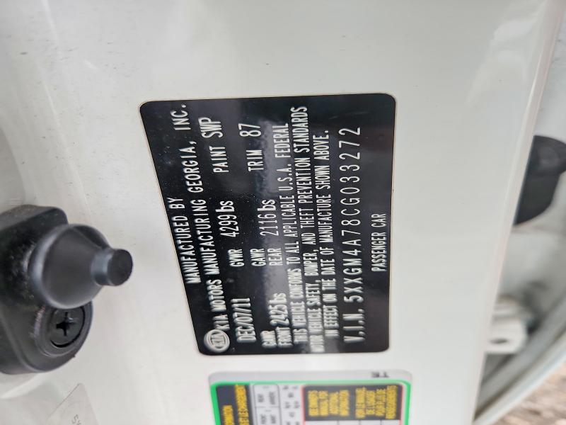 98155245 :رقم المزاد ، 5XXGM4A78CG033272 vin ، 2012 Kia Optima مزاد بيع