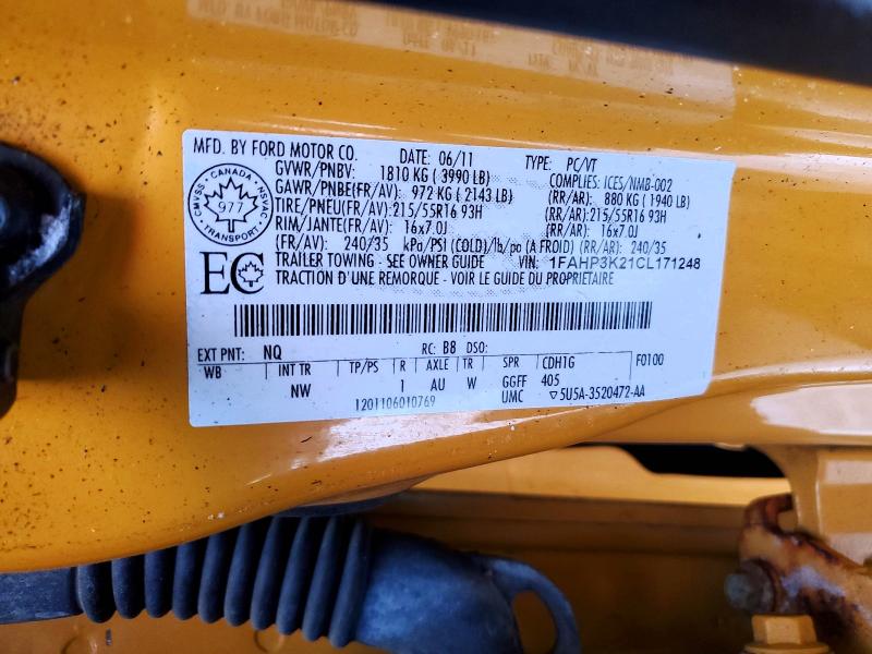 2012 Ford Focus მანქანა იყიდება აუქციონზე, vin: 1FAHP3K21CL171248, აუქციონის ნომერი: 72732835