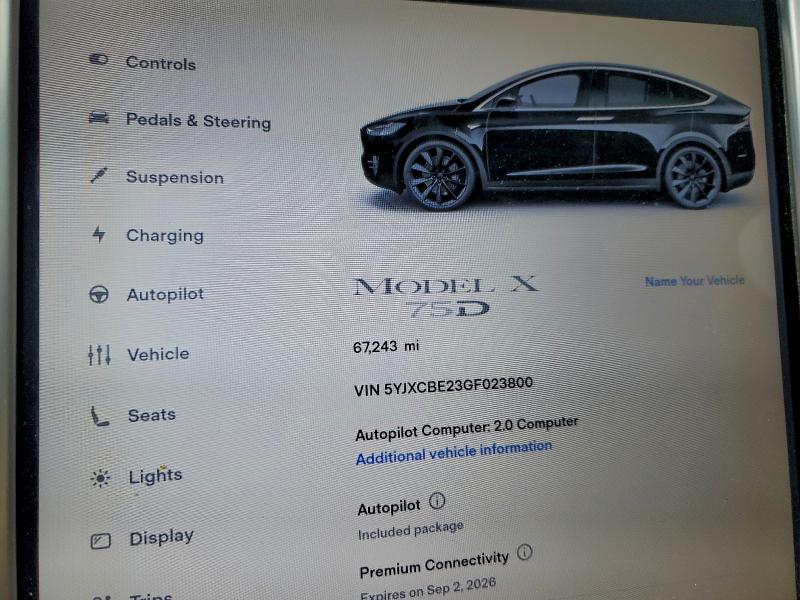 2016 Tesla Model X მანქანა იყიდება აუქციონზე, vin: 5YJXCBE23GF023800, აუქციონის ნომერი: 97430865