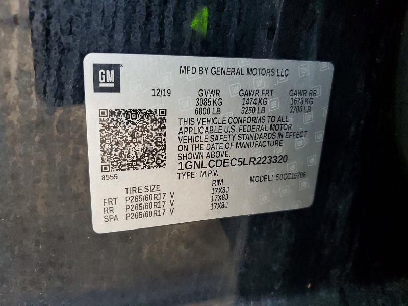 Продаж на аукціоні авто 2020 Chevrolet Tahoe Poli, vin: 1GNLCDEC5LR223320, номер лоту: 99472495