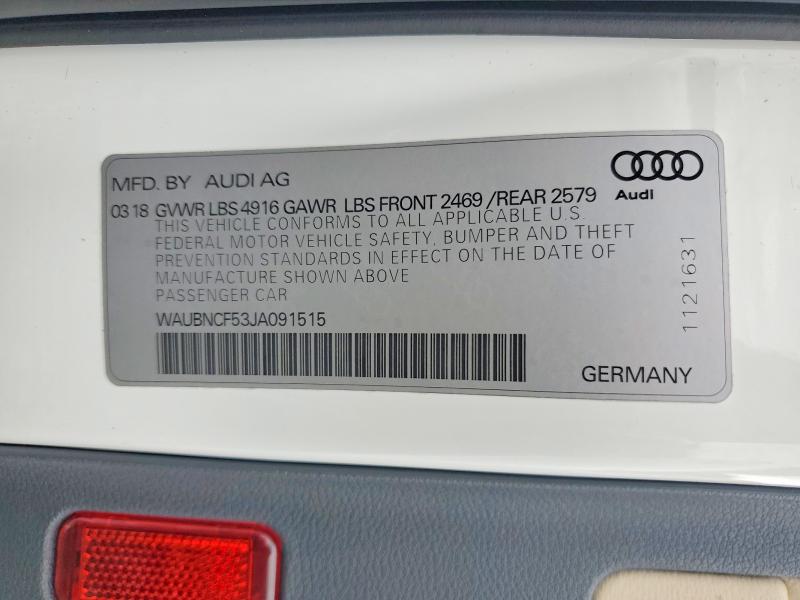 2018 Audi A5 მანქანა იყიდება აუქციონზე, vin: WAUBNCF53JA091515, აუქციონის ნომერი: 73438985