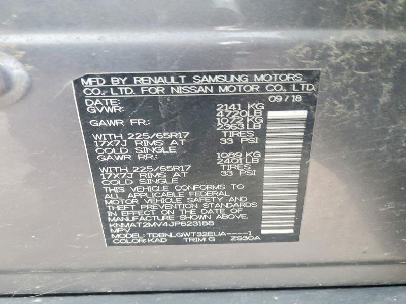 Aukcja sprzedaży 2018 Nissan Rogue, vin: KNMAT2MV4JP623188, numer aukcji: 74051305
