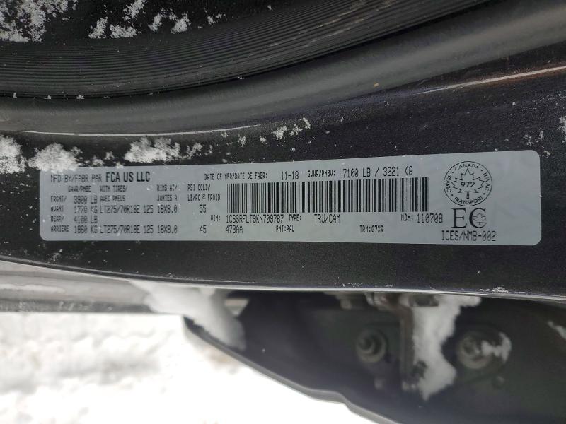 Продажа на аукционе авто 2019 Ram 1500, vin: 1C6SRFLT9KN709787, номер лота: 74639495