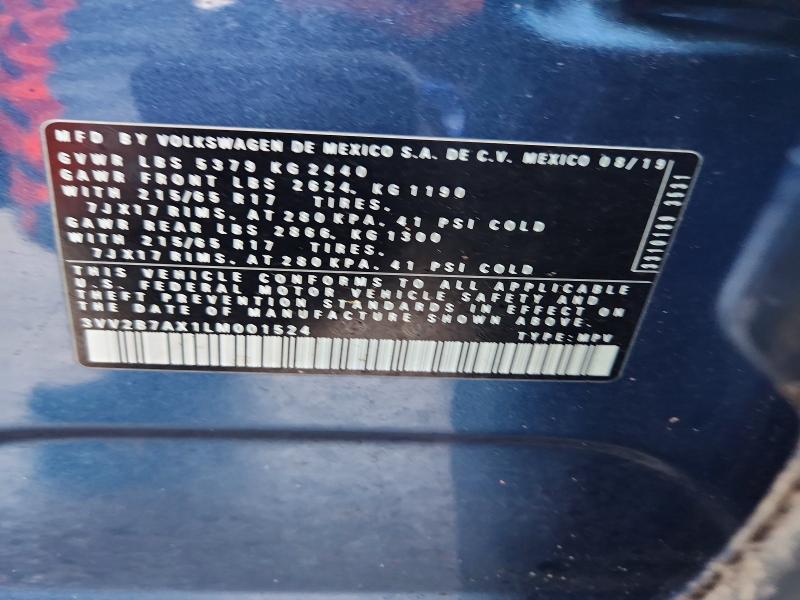 73052935 :رقم المزاد ، 3VV2B7AX1LM001524 vin ، 2020 Volkswagen Tiguan مزاد بيع