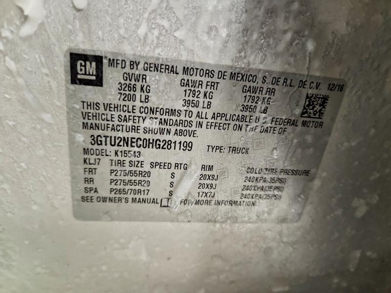 Aukcja sprzedaży 2017 Gmc Sierra, vin: 3GTU2NEC0HG281199, numer aukcji: 74151115