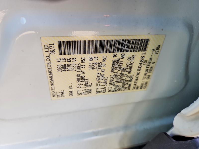 Aukcja sprzedaży 2021 Nissan Rogue, vin: 5N1AT3BA7MC804881, numer aukcji: 73318615