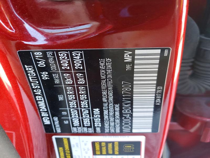 Aukcja sprzedaży 2019 Mercedes-benz Glc, vin: WDC0G4JB0KV117807, numer aukcji: 73453365